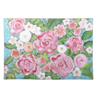 Pink Floral Spring Blooms Cloth Placemat