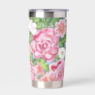 Pink Floral Spring Blooms Insulated Tumbler Mug
