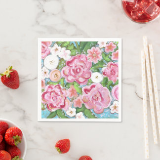 Pink Floral Spring Blooms Napkins