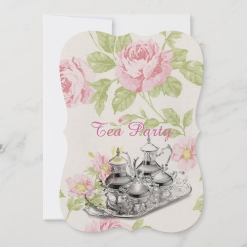 pink floral spring bridal shower tea party personalized announcement