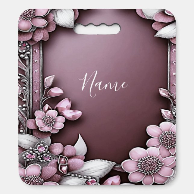 Pink Floral Stadium Seat Cushion (Front Vertical)