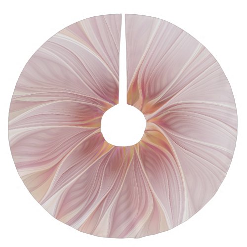 Pink Floral Star Abstract Modern Flower Fractal Brushed Polyester Tree Skirt