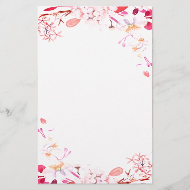 Pink floral stationery (Front)