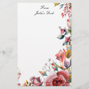 Pink floral  stationery