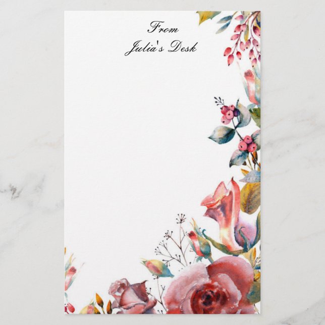 Pink floral  stationery (Front)