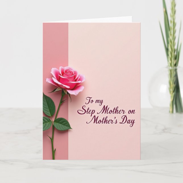 Pink Floral Step Mother Card (Front)
