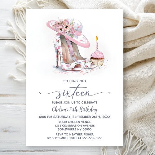 Pink Floral Stiletto Shoes 16th Birthday Party