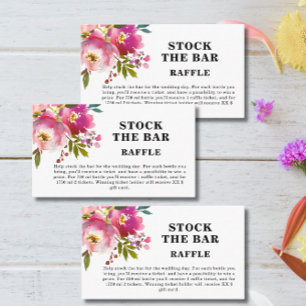 Pink Floral Stock the bar Bridal Shower   Enclosure Card