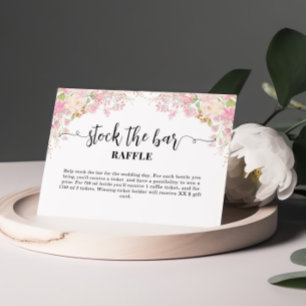 Pink Floral Stock the bar Bridal Shower Enclosure Card