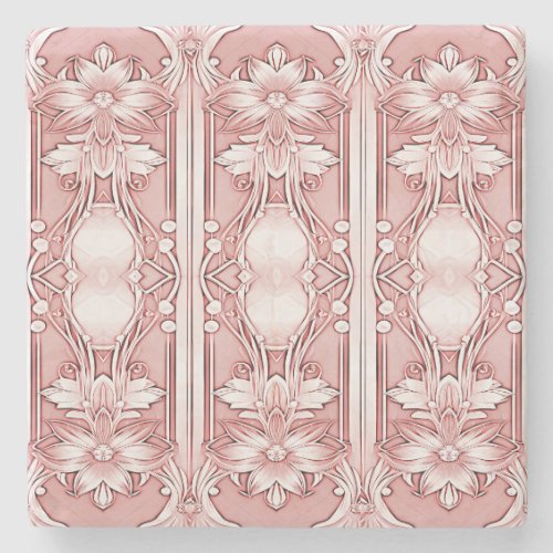 Pink Floral Stone Coaster