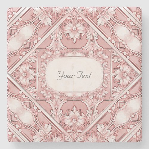 Pink Floral Stone Coaster