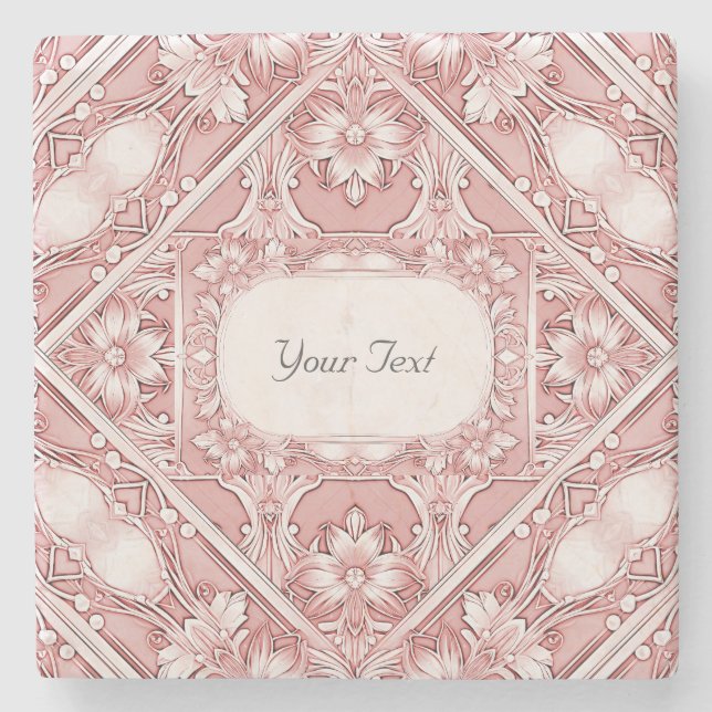 Pink Floral Stone Coaster (Front)