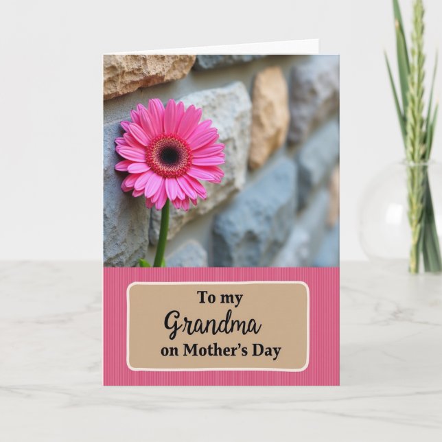 Pink Floral Stone Mothers Day Card (Front)