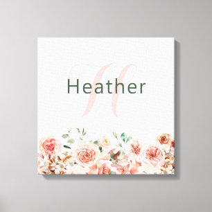 Pink Floral Stretched Canvas Print