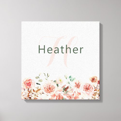 Pink Floral Stretched Canvas Print