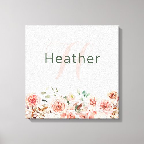 Pink Floral Stretched Canvas Print