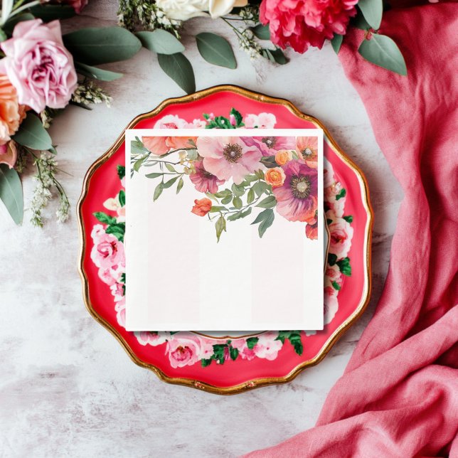 Pink Floral stripe Lunch Napkins (Creator Uploaded)
