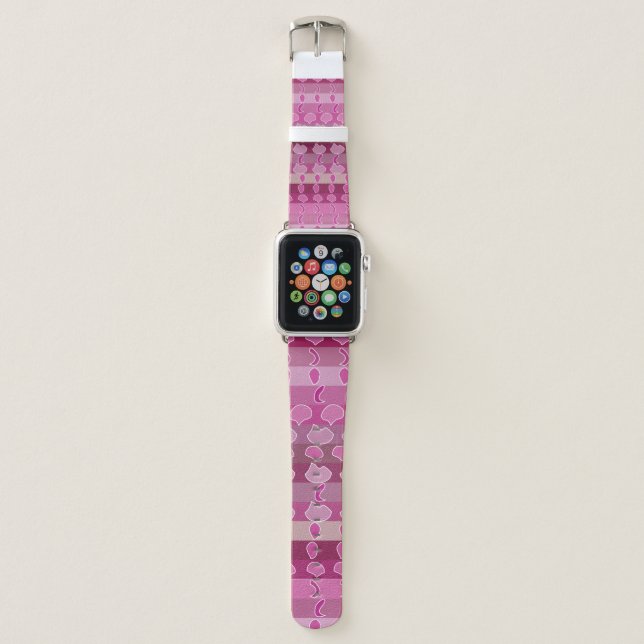 Pink Floral Stripe Pattern  Apple Watch Band (Front)