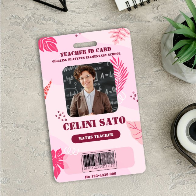 Pink Floral Style Homeschool ID Card Badge (Pink Floral Style Homeschool ID Card Badge)