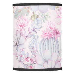 Pink Floral Succulent Illustration Summer Pattern Lamp Shade
