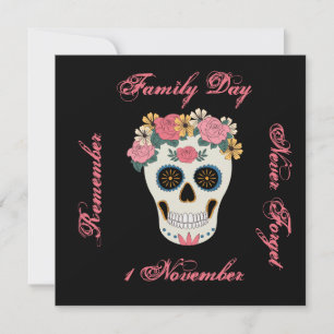 Pink Floral Sugar Skull Illustration Card