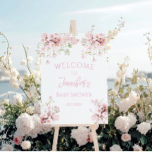 Pink Floral Summer Baby Girl Shower Welcome