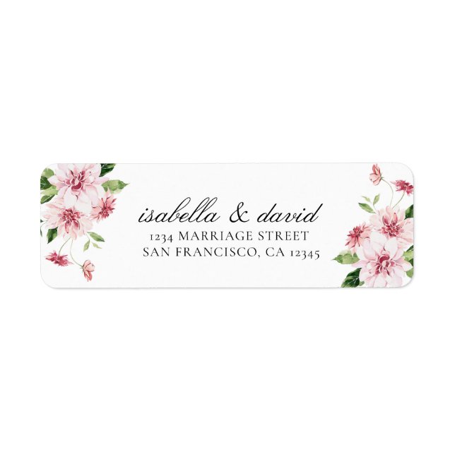 Pink Floral Summer Elegant Romantic Return Address Label (Front)