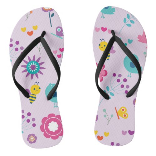 Pink floral summer pattern   flip flops