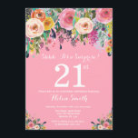 Pink Floral Surprise 21st Birthday Invitation<br><div class="desc">Pink Floral Surprise 21st Birthday Invitation for Women. Watercolor Floral Flower. Pink Background. Pink, Yellow, Orange, Purple Flower. Adult Birthday. 13th 15th 16th 18th 20th 21st 30th 40th 50th 60th 70th 80th 90th 100th, Any Ages. For further customization, please click the "Customize it" button and use our design tool to...</div>