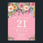 Pink Floral Surprise 21st Birthday Invitation<br><div class="desc">Pink Floral Surprise 21st Birthday Invitation for Women. Watercolor Floral Flower. Pink Background. Pink, Yellow, Orange, Purple Flower. Adult Birthday. 13th 15th 16th 18th 20th 21st 30th 40th 50th 60th 70th 80th 90th 100th, Any Ages. For further customization, please click the "Customize it" button and use our design tool to...</div>