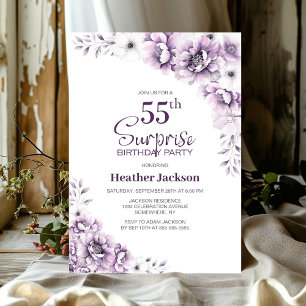 Pink Floral Surprise 55th Birthday Party Invitation