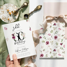 Pink Floral Surprise 60th Birthday Party Invitation