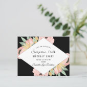 Pink Floral Surprise Save The Date 50th Birthday Invitation Postcard (Standing Front)