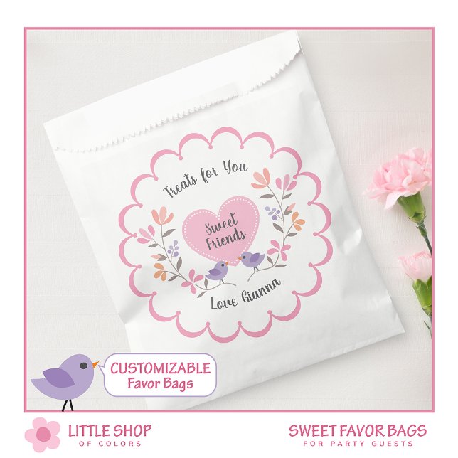 Pink Floral Sweet 16 Birthday Party Favor Bag (Creator Uploaded)