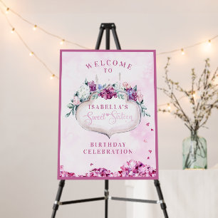 Pink Floral   Sweet 16 Welcome Foam Board