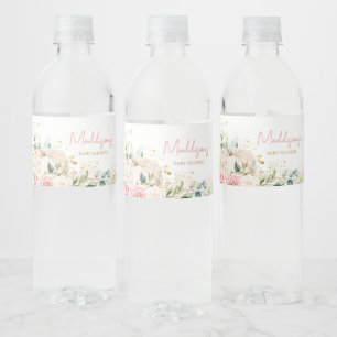 Pink Floral Sweet Little Pumpkin Baby Shower Water Bottle Label