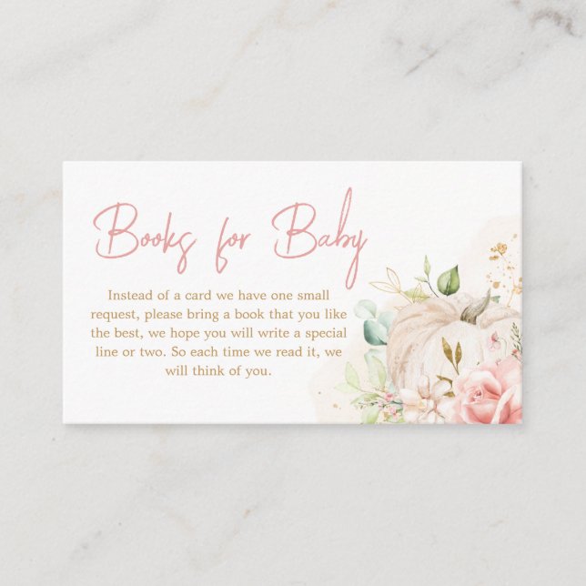Pink Floral Sweet Little Pumpkin Books for Baby Enclosure Card (Front)