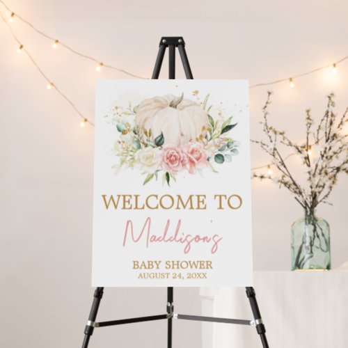 Pink Floral Sweet Little Pumpkin Welcome Sign