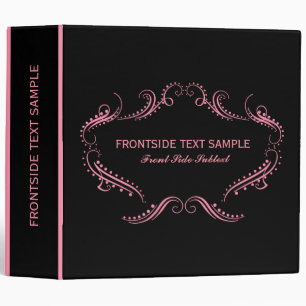 Pink Floral Swirls Gold Frame Binder