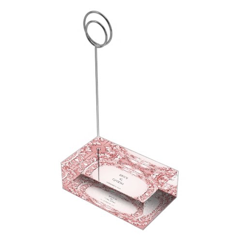 Pink Floral Table Card Holder