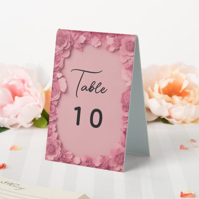 Pink floral table number table tent (In SItu (Wedding))