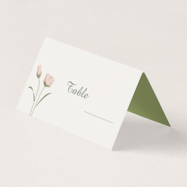Pink Floral Table Place Cards for Wedding (Front)