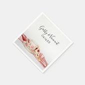 Pink Floral Tea Cup with Pearls Wedding Napkins (Corner)