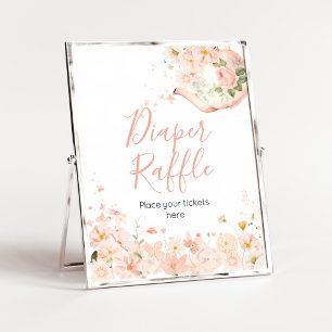 Pink Floral Tea for Two Baby Shower Diaper Raffle Poster