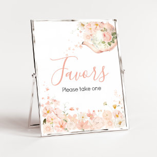 Pink Floral Tea for Two Baby Shower Favors Poster
