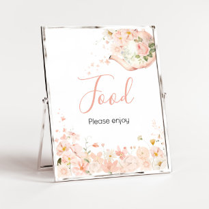 Pink Floral Tea for Two Baby Shower Food Poster