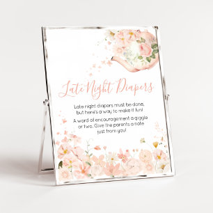 Pink Floral Tea for Two Late Night Diapers Poster