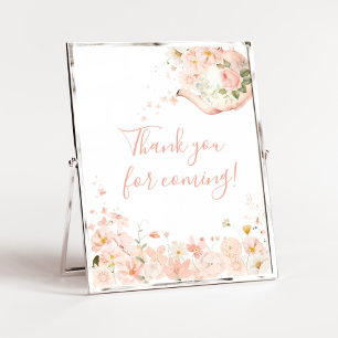 Pink Floral Tea for Two Thank you for Coming Poster
