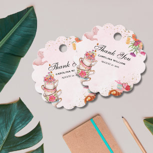 Pink Floral tea party Baby is Brewing baby shower Favor Tags