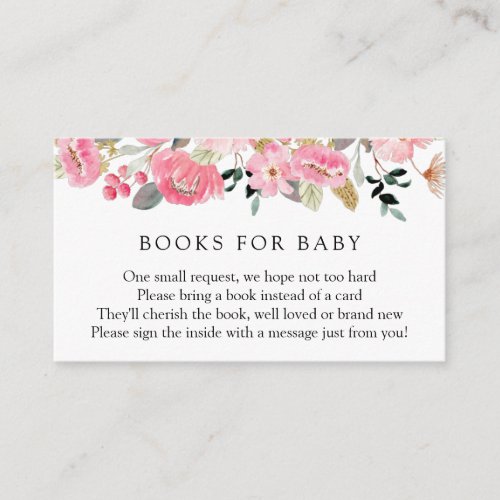 Pink Floral Tea Party Books for Baby Enclosure Card
